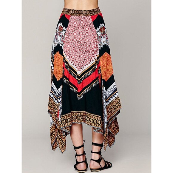 NWT Free People Bohemian Patchwork Handkerchief Hem Midi Skirt - Picture 9 of 16
